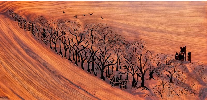 Fiona Kingdon - Artist In Wood Five Crows - Greetings Card