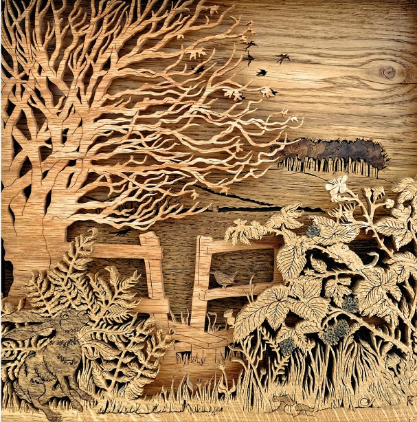 Fiona Kingdon - Artist In Wood Last Leaves - Greetings Card