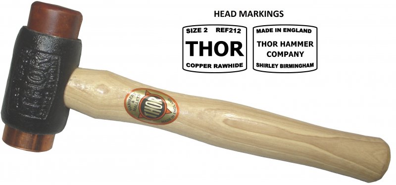 Thor Hammer Company Copper/Hide Hammer - Branded Head Size 2